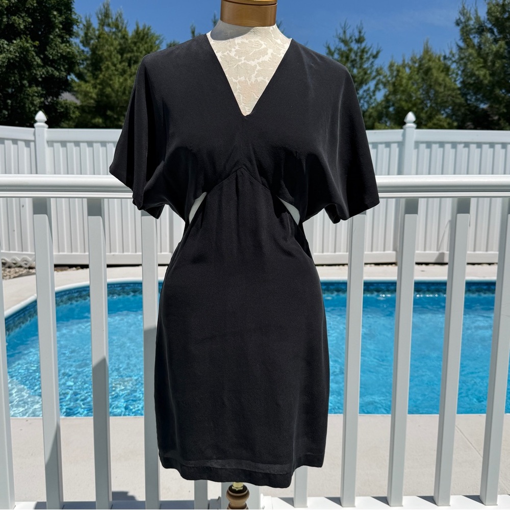 ADDISON Story Black Cut Out Silk Kimono Dress Size Small